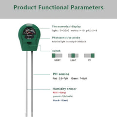 3-in-1 Soil PH Meter for Gardens, Plants, Ponds