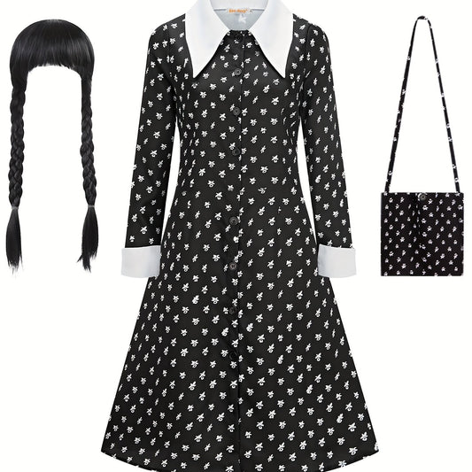 Girls Dress & Wig & Bag Set for Performance Party Cosplay