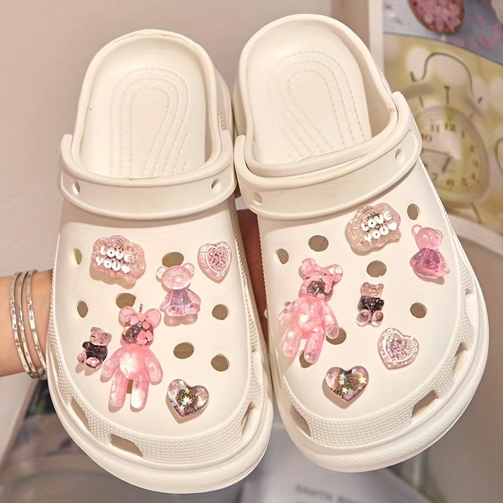 12pcs 3D Bear Shoe Charms Slipper Accessories Ornaments