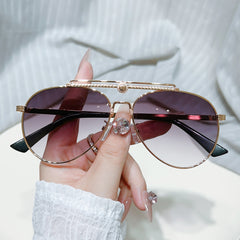Double Bridge Aviator Sunglasses Gradient UV400 Sun Shades