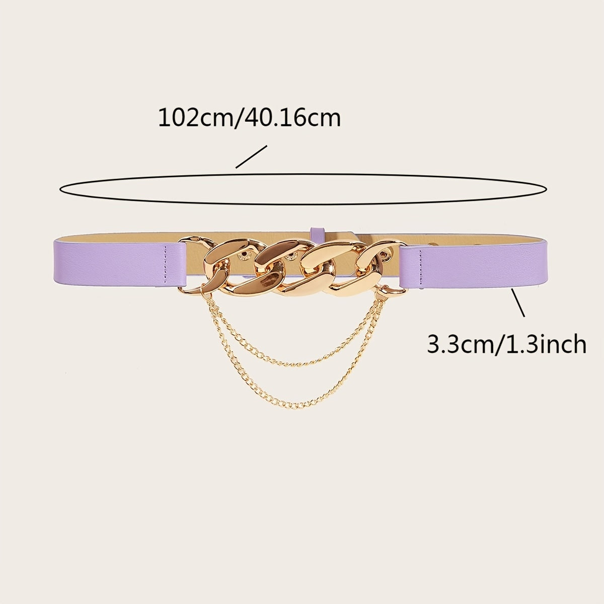 Women's Elastic Belt with Chain Decor Metal Buckle