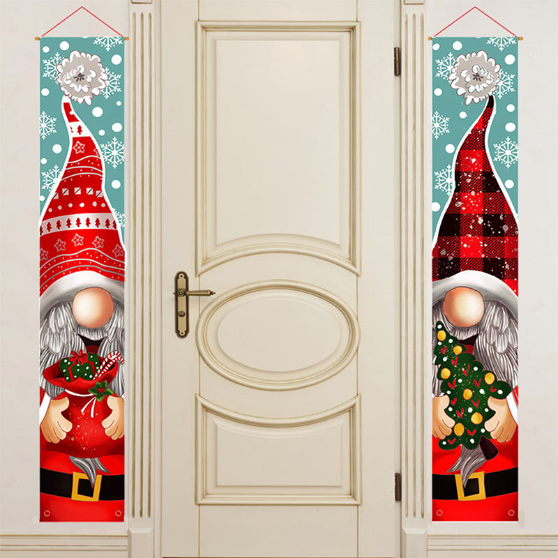 2pcs Merry Christmas Santa Claus Hanging Door Banner Festive Home Decorations