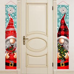 2pcs Merry Christmas Santa Claus Hanging Door Banner Festive Home Decorations
