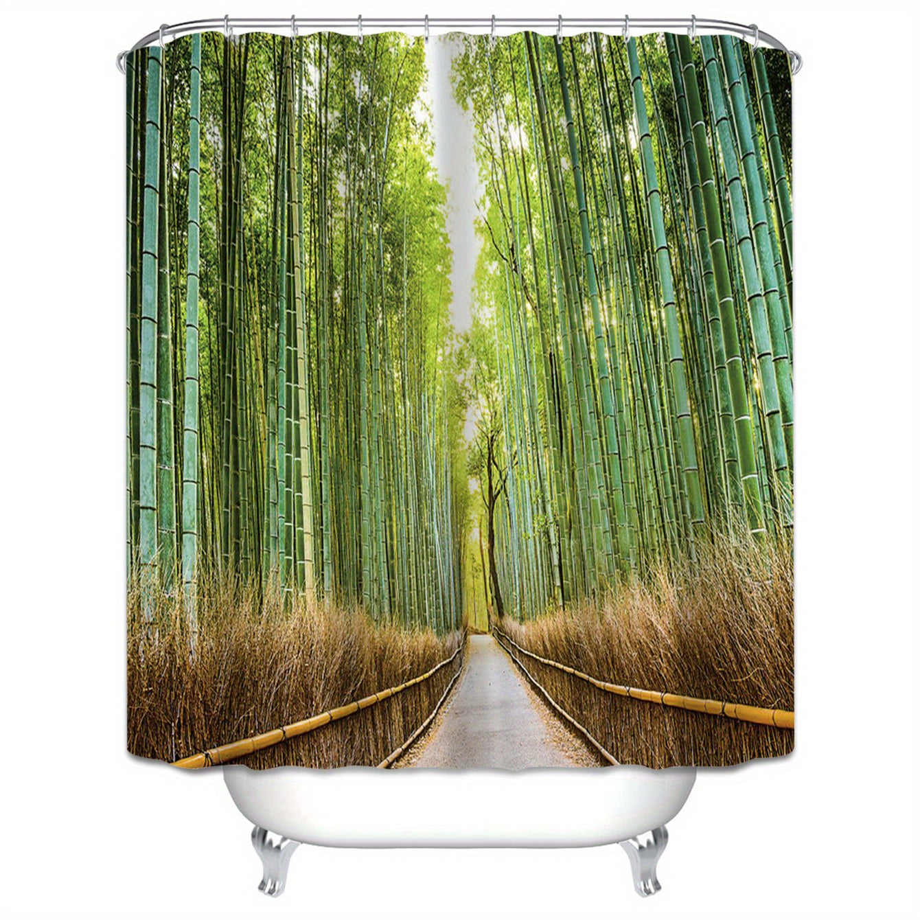 Bamboo Forest Pattern Shower Curtain Waterproof Mildew Proof Bathroom Decor