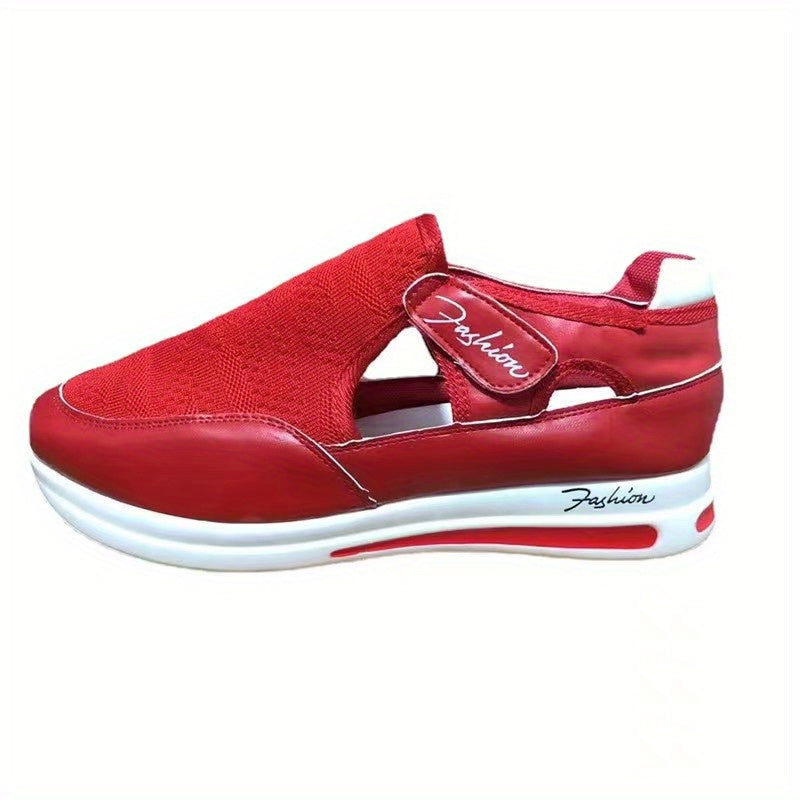 Women's Platform Mesh Sneakers Casual Breathable Hook & Loop Non Slip Flats
