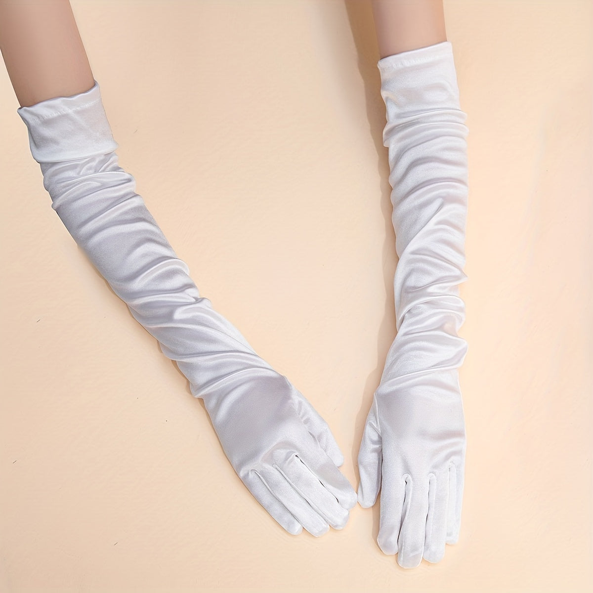 Satin Long Gloves Solid Dress Prom Wedding Bridal Accessories
