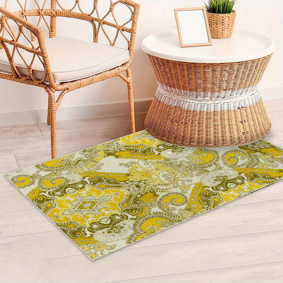 Soft Floral Area Rug with Anti-slip Bottom, Machine Washable