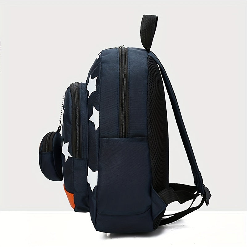 Children's Star Print Bear Backpack With Small Coin Purse