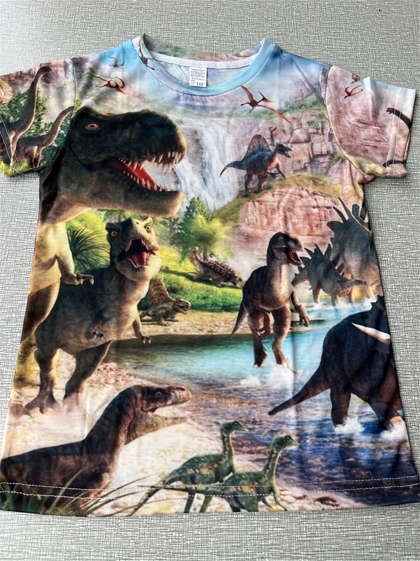 Boys' Dino Graphic Tee Short Sleeve Active Shirt for Summer Fun