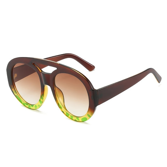 Gradient Round Sunglasses Double Bridge Vintage Eyeglasses