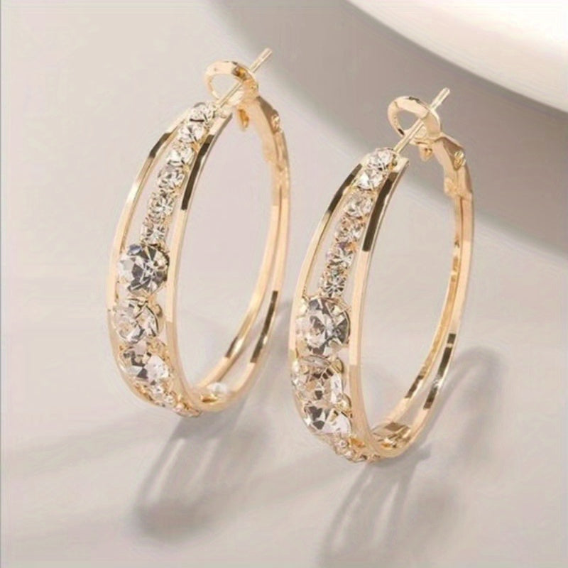 Explosive Style Wind Rhinestone Large Circle Earrings
