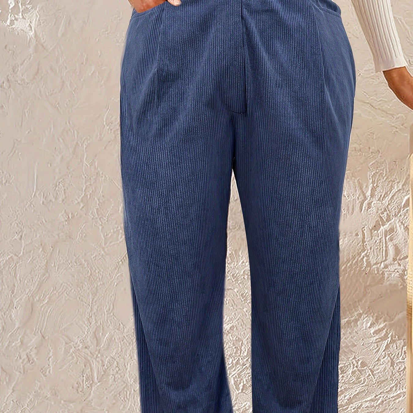  Corduroy Button Fly High Rise Loose Fit Trousers