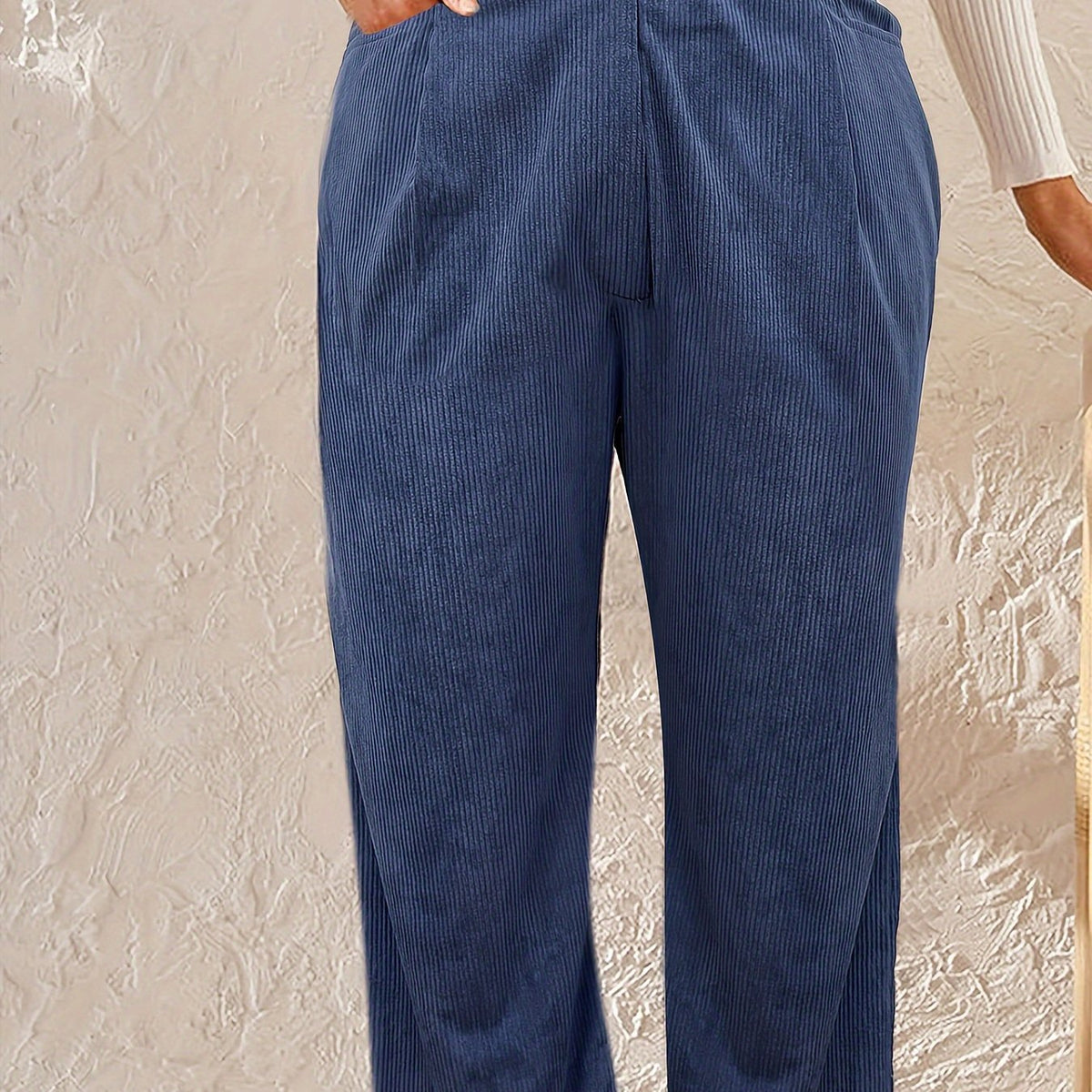  Corduroy Button Fly High Rise Loose Fit Trousers