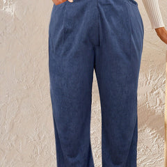  Corduroy Button Fly High Rise Loose Fit Trousers