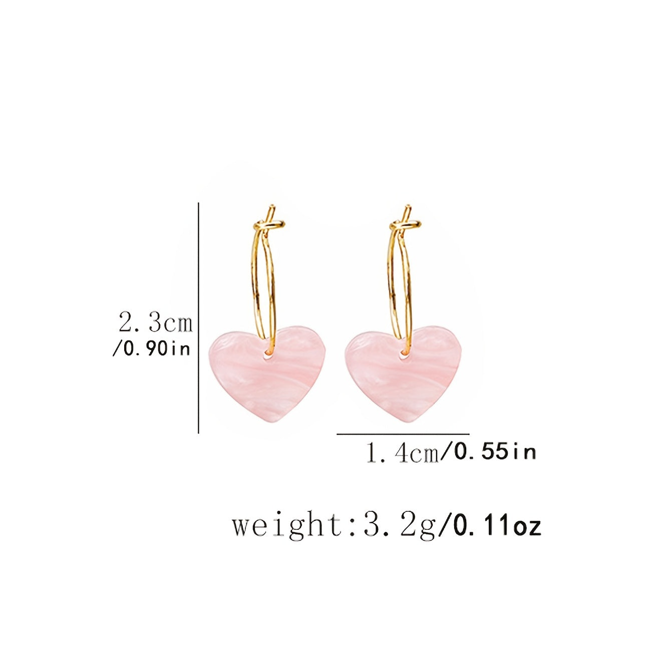 Pink Heart Pendant Dangle Earrings Daily Wear Accessories Female Gift