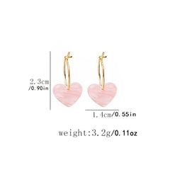 Pink Heart Pendant Dangle Earrings Daily Wear Accessories Female Gift