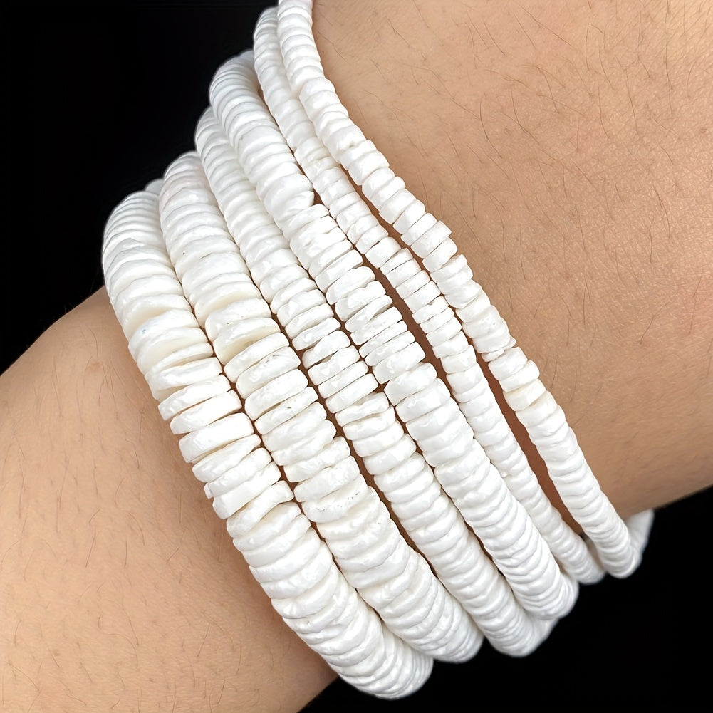 Shell Beads Medium Hole Flat Beads for DIY Jewelry Making 4mm 8mm