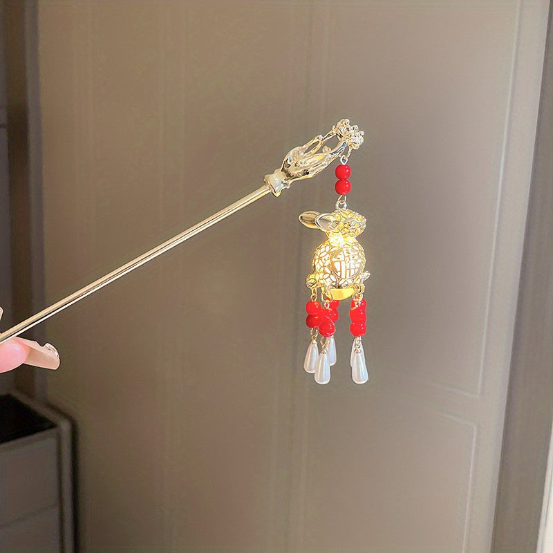 Luminous Rabbit Light Pendant Hairpin Chinese Style Hair Stick