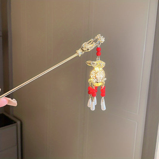 Luminous Rabbit Light Pendant Hairpin Chinese Style Hair Stick