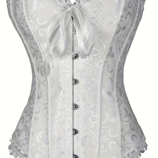 Strapless Corset Bustier Tummy Control Lace Up Jacquard Body Shaper