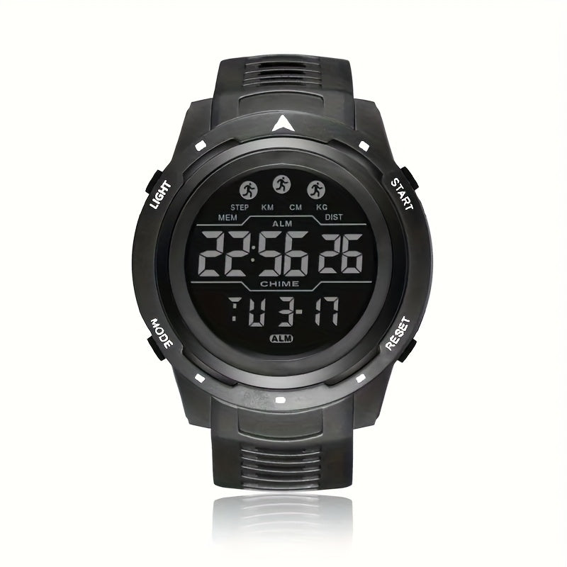 Men's Digital Sports Watch PVC Strap Plastic Case Button Powered