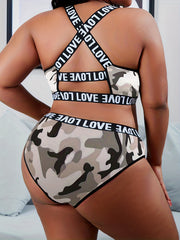  Camo Print Sports Lingerie Set