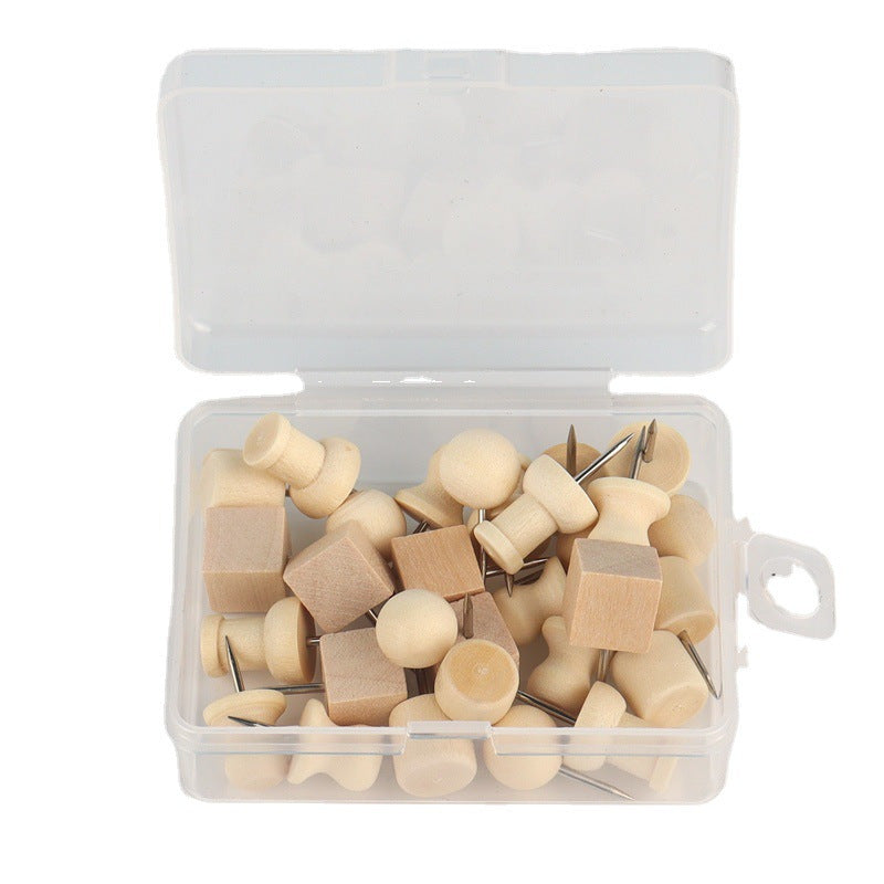 30pcs Creative Wooden Pattern Nail Press Nail Soft Woodworking Word Nail