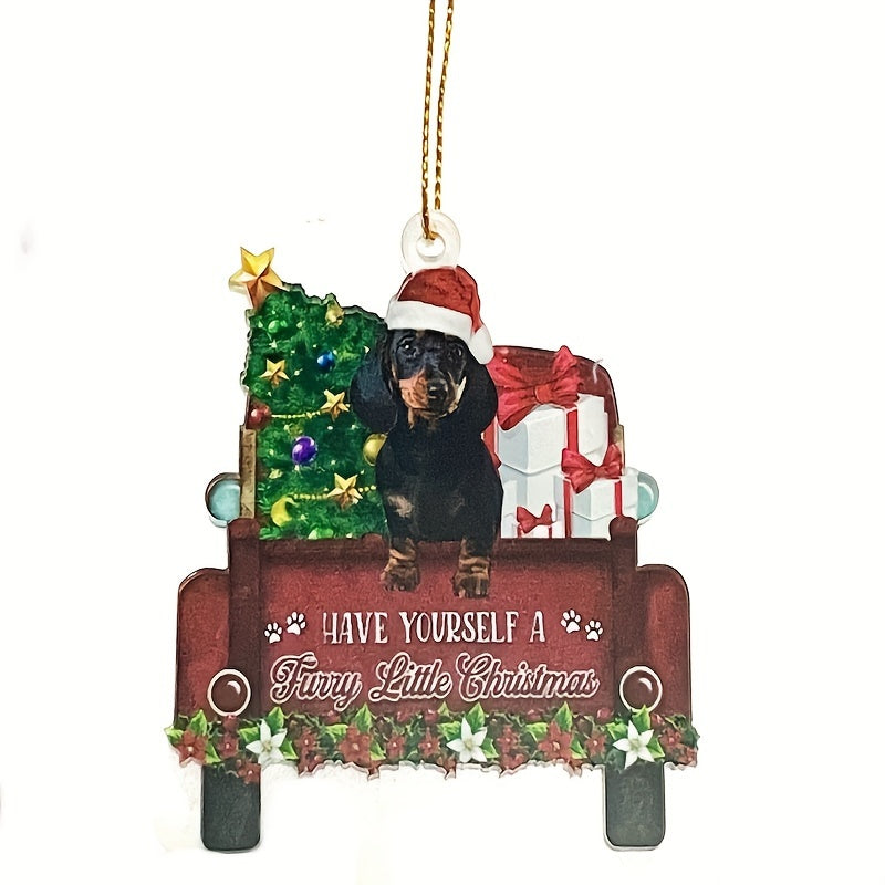Festive Christmas Dachshunds Car Backpack Hanging Decorations