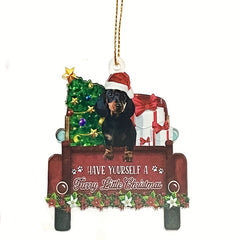 Festive Christmas Dachshunds Car Backpack Hanging Decorations