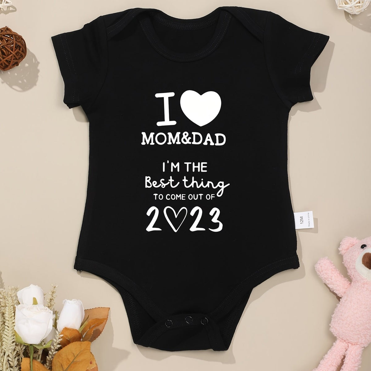 Baby I Love MOM&DAD Romper Short Sleeve Cotton Bodysuit