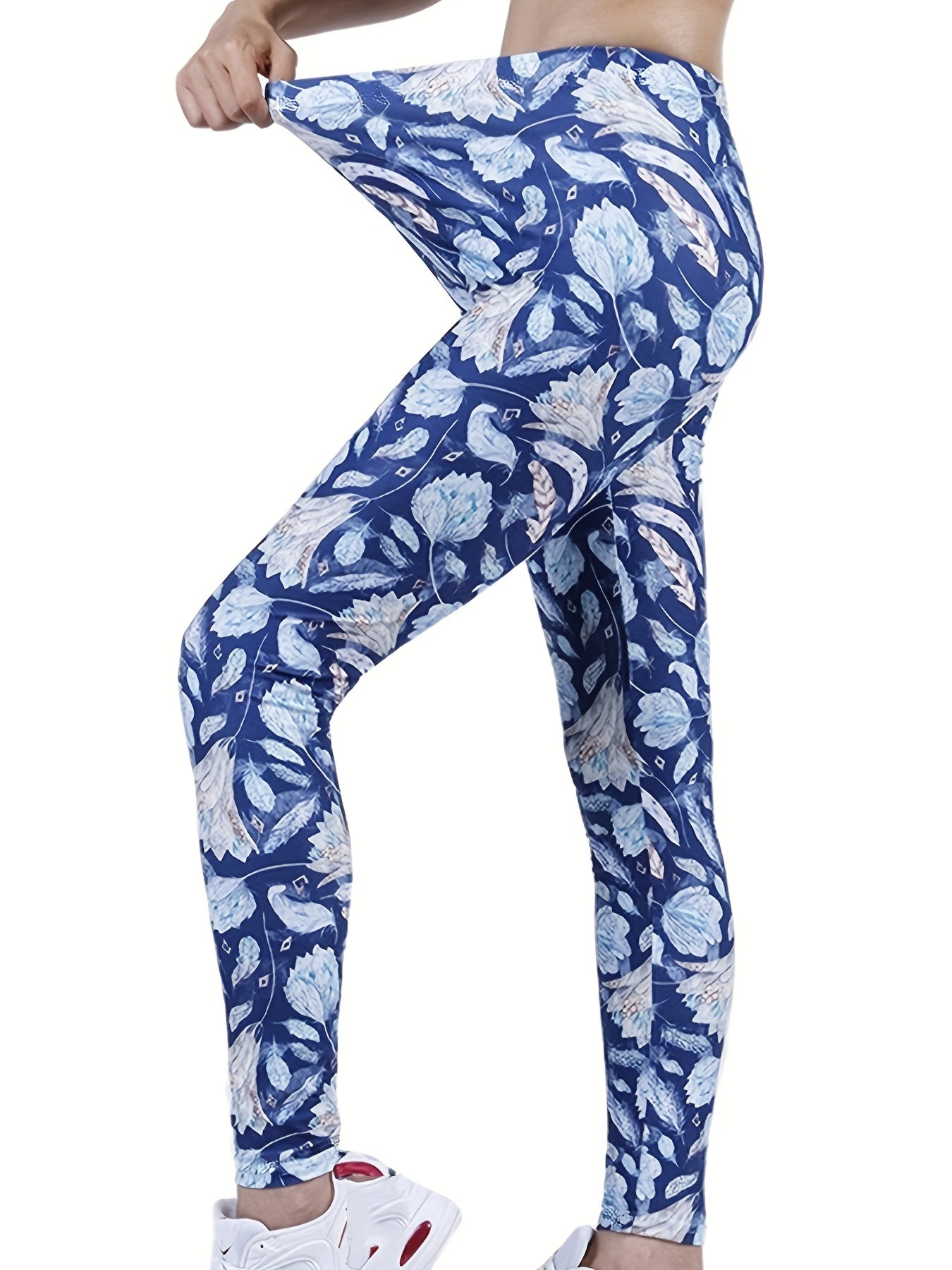 Bottom Plant Floral Print Leggings Women's Clothing