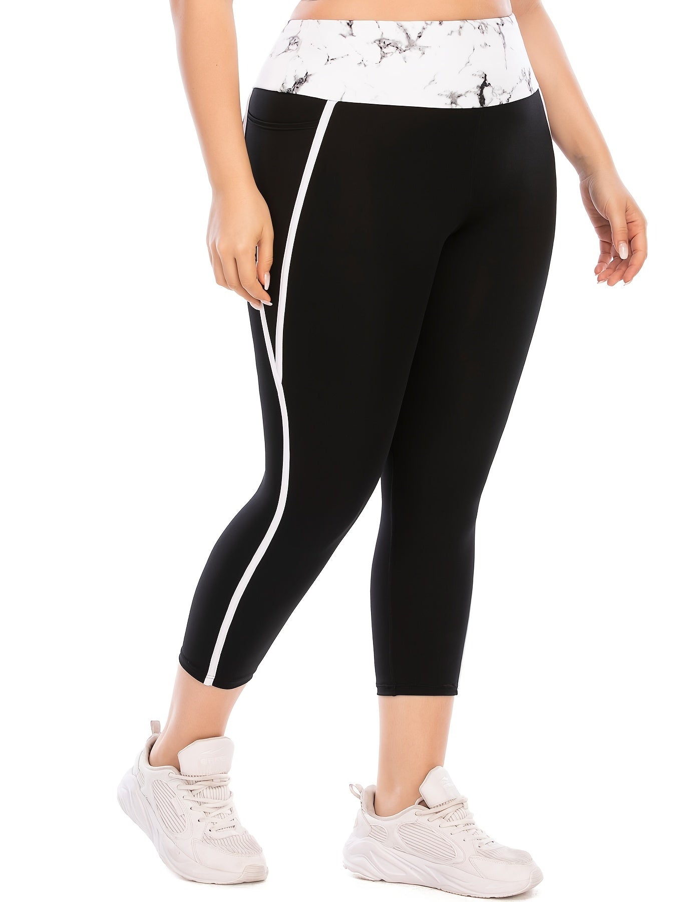  Colorblock Yoga Cropped Leggings With Pocket