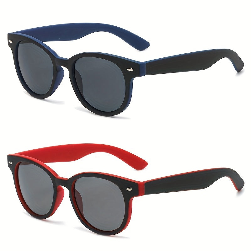 Round Sunglasses Casual Rivet Decor Anti Glare UV400