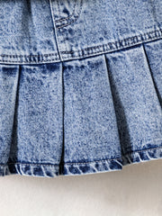 Girl's Denim 2pcs Button Front Jacket & Skirt Set Y2K Style