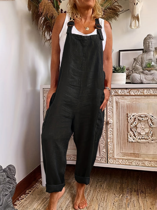 Patched Pocket Overall Jumpsuit for Women
