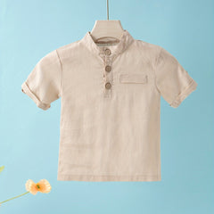 Boys Stand Collar T Shirt Toddler Baby Short Sleeve Casual Top