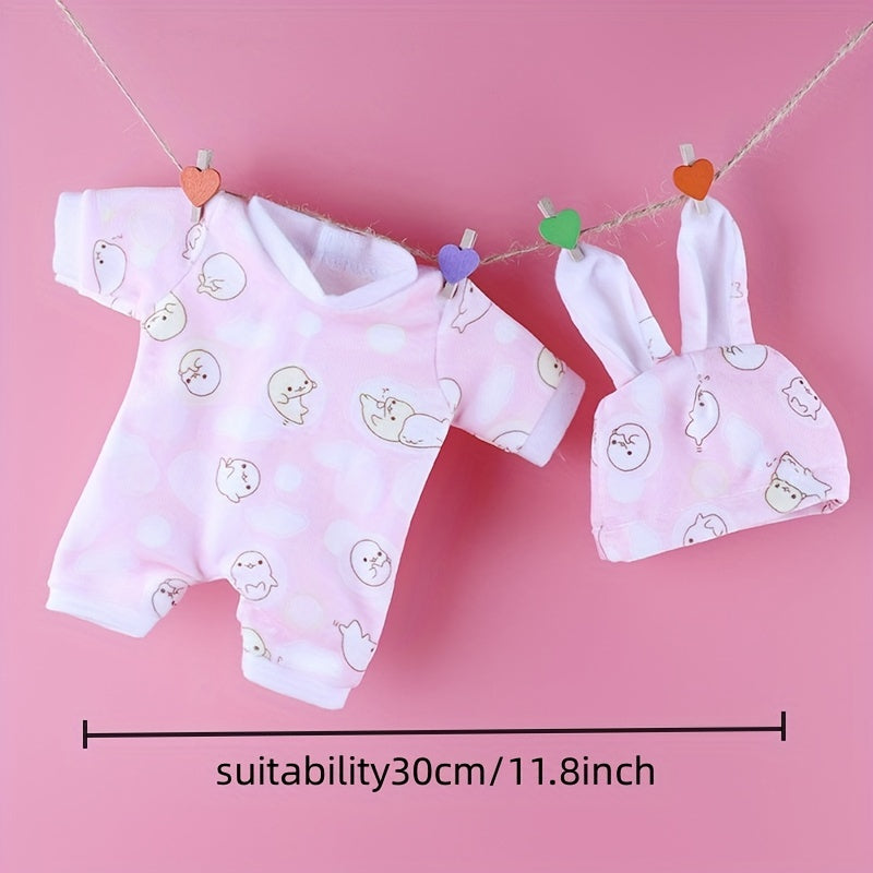 Pink Rabbit Princess Dress for 12 Dolls with Hat & Accessories