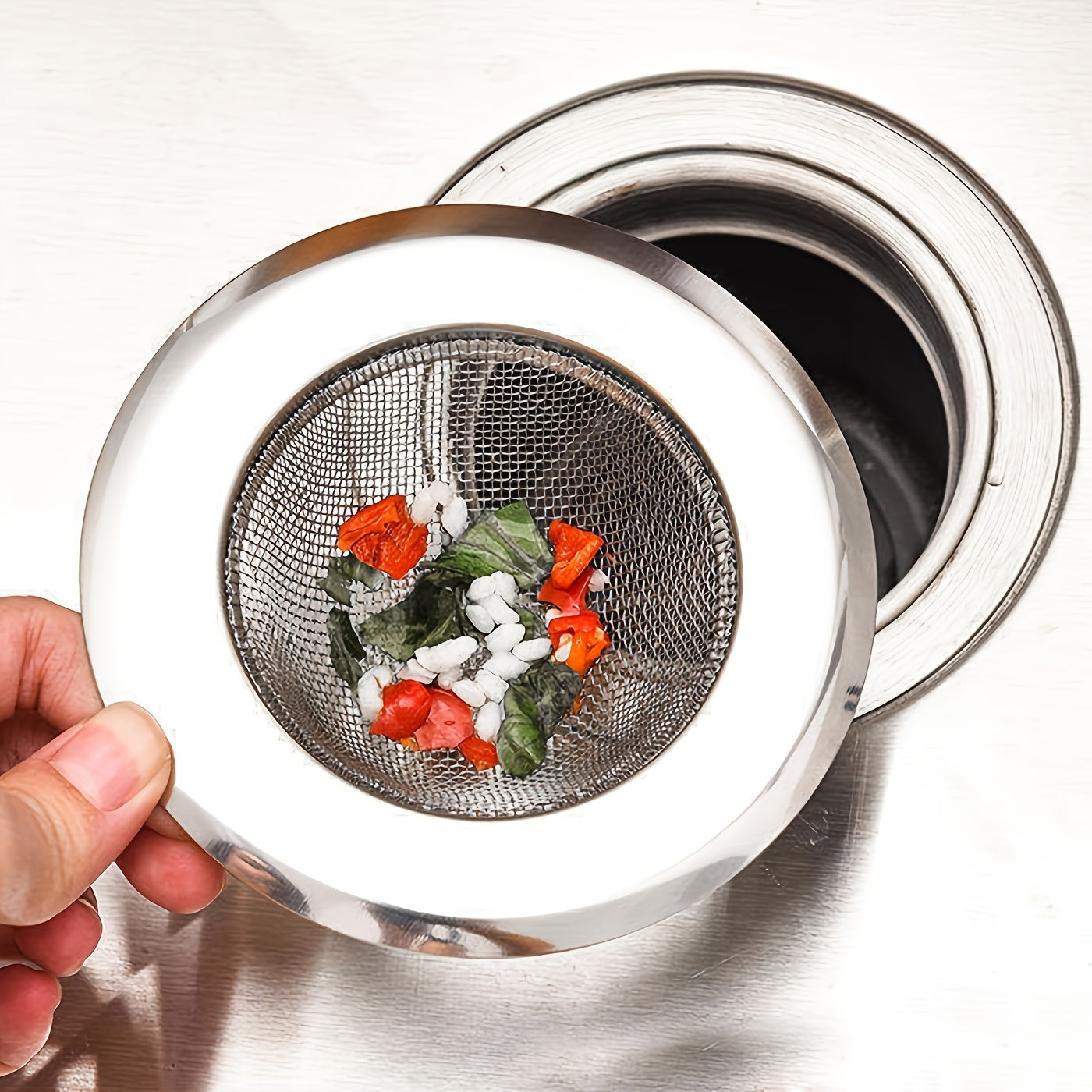 2pcs Kitchen Sink Filter Net Stainless Steel Large Universal 4.4in 1.3in