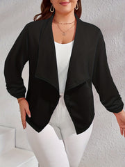  Solid Long Sleeve Open Front Blazer