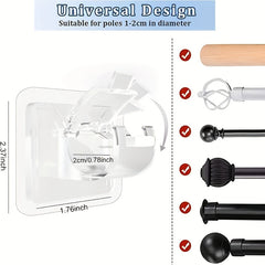 8pcs Adhesive Curtain Rod Brackets - No Drilling Rod Holder Hooks