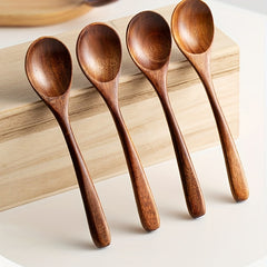 4pc Modern Reusable Wooden Spoons Set for Dinner Coffee Milk
