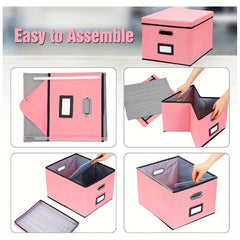 Durable File Storage Box with Lid & Handles - Portable Organizer