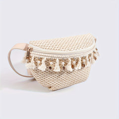 Boho Woven Fanny Pack Tassel Crossbody Bag