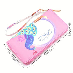 Peacock Print Long Wallet Clutch Purse Wrist Phone Bag