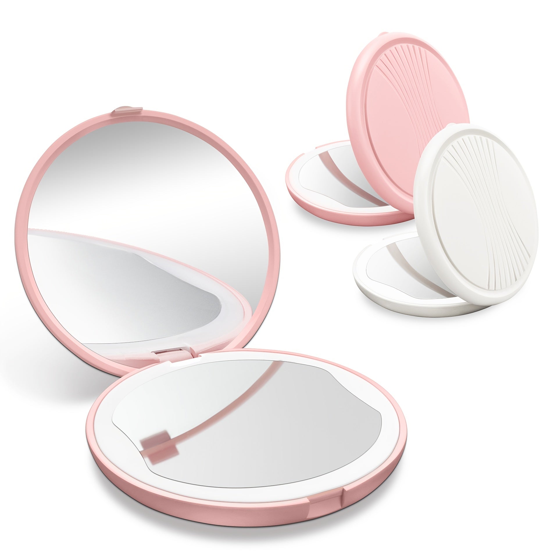 Portable Makeup Mirror with Lights Handheld Foldable Double Sided 1x 5x Mag