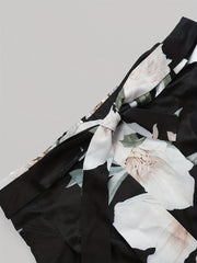  Floral Print Wide Leg Trousers With Belt