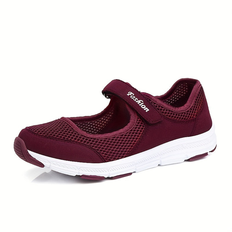 Women's Mesh Platform Walking Sneakers Breathable Non slip Hook & Loop Shoes