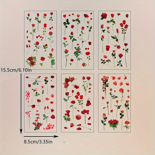 Vintage Botanical DIY Decorative Stickers Random 6pcs