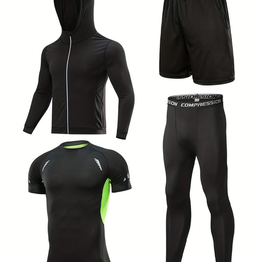 Men's Hooded Jacket Hoodie Set Quick drying Gym Outfit