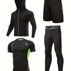 Men's Hooded Jacket Hoodie Set Quick drying Gym Outfit
